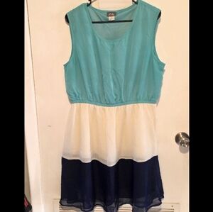 DOTS - Blue and Cream Kids Dress - Size :: 1X